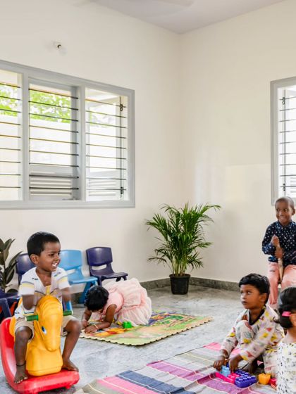 These images further detail the thoughtful design of the Anganwadi school, from the playful interactions on the stairs to the calm, well-lit interiors. Each photo highlights my commitment to creating spaces that are not just buildings, but nurturing environments for growth and community.