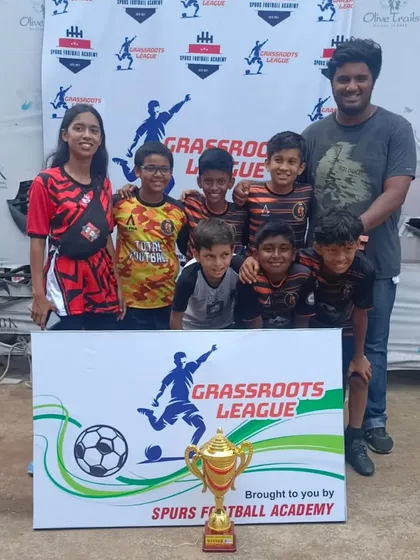 Our U11 team celebrating their championship win at the Grassroots League Season 2.