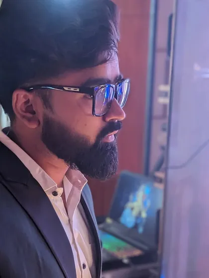 A profile shot, focused and ready before a performance.