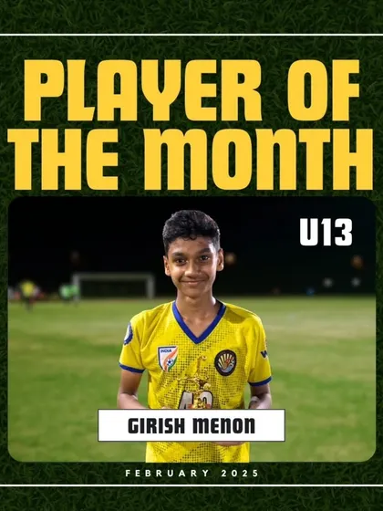 Girish Menon, the U13 Player of the Month for February 2025.