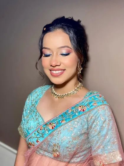 Another view of the seminar look. The soft, blended colors and glowing skin create a look that is both artistic and wearable.