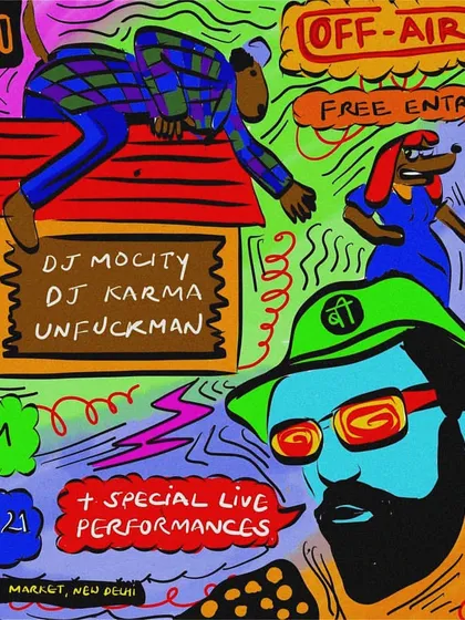 Another 'Off-Air' event poster with its unique, colorful art style, promising special live performances alongside my DJ set.