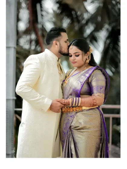 A tender moment during an engagement shoot. We aim to create a comfortable atmosphere where you can be yourselves, resulting in authentic and romantic couple portraits.