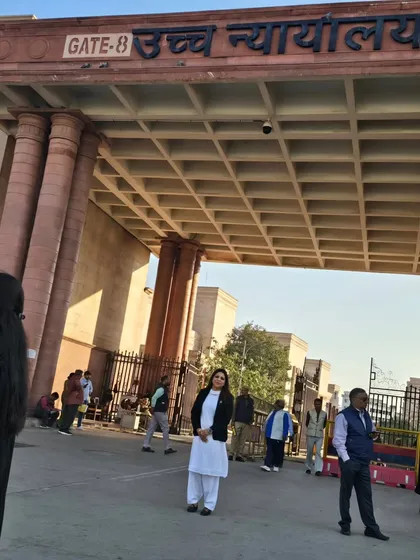 At Gate 8 of the Lucknow High Court. Observing the proceedings and the decorum of the court was an invaluable learning opportunity.