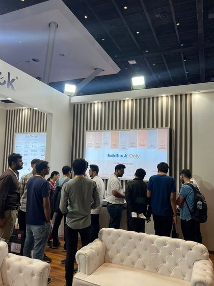 A crowd gathers for a presentation at our booth during the Smart Home Expo. We love sharing the details of our technology and how it can create smarter, more efficient buildings.