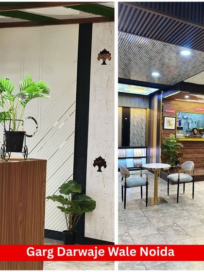 We believe in mixing materials for a unique look. Here, a modern white panel with gold inlay is paired with an artificial plant to show how different elements can complement each other.