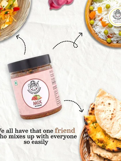 Our Mixed Achaar is like that one friend who mixes easily with everyone. It's a versatile pickle that goes well with salads, rice, and parathas.