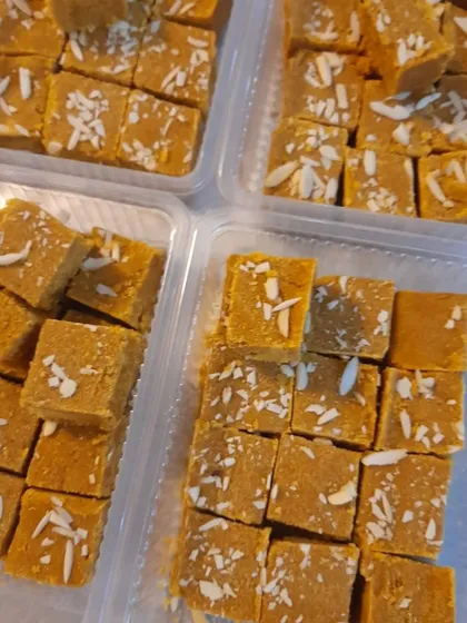 More boxes of our delicious Besan Barfi, a perfect sweet for any time of the day. It's one of our most requested gluten-free options.