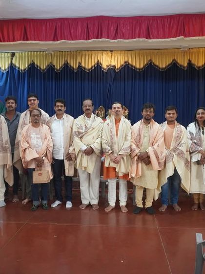 A group photo of our esteemed gurus after the Guruvandana ceremony, where we honor the sacred bond between teacher and student.