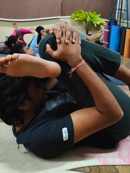 This is an amazing hip-opening stretch, great for relieving sciatic pain. By bringing the foot towards the opposite shoulder, it deeply stretches the piriformis and glute muscles.