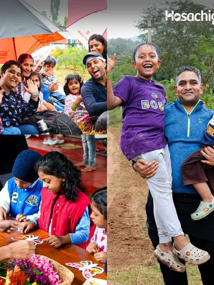 A collage of happy moments from a family day out at the farm. Seeing kids and parents laughing, learning, and connecting with nature is what our community is all about.