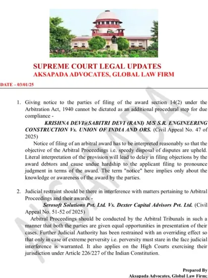 An excerpt from our legal updates on the Arbitration Act. We believe in proactive knowledge sharing, providing clients with clear analysis of recent judgments to inform their strategy.