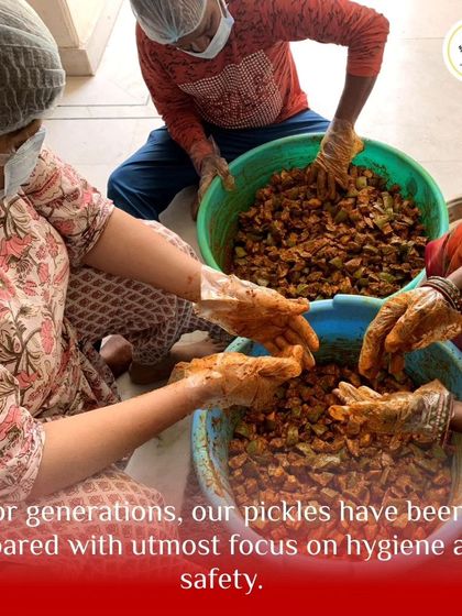 For generations, our pickles have been prepared with the utmost focus on hygiene and safety. We use gloves and hairnets to ensure every batch is clean and safe.