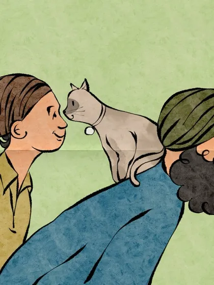 Love in a family isn't just between people; it includes our beloved pets. This illustration shows a sweet, playful moment between a couple and their cat, a scene of domestic happiness that will be featured in my upcoming 2025 calendar.
