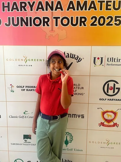 A happy Aadya Kaushal after securing 3rd place at the Golf Haryana Amateur & Junior Tour.