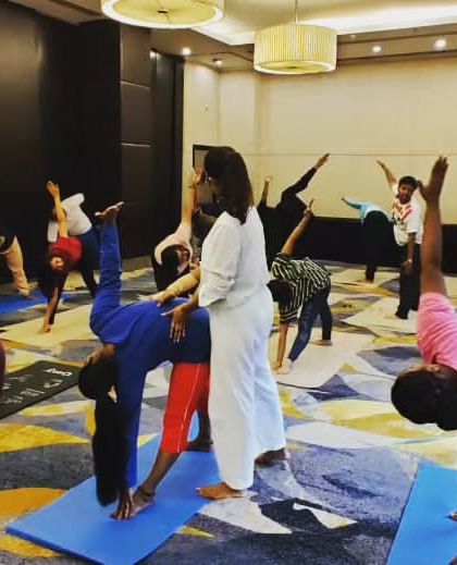 Our team participates in a yoga session on International Yoga Day. We provide a space for our staff to embrace wellness and transformative practices.