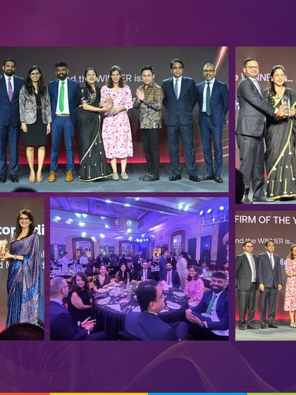 A collage capturing moments from the ALB India Law Awards 2025 ceremony, where our team accepted awards for 'Deal Firm of the Year' and 'Restructuring and Insolvency Law Firm of the Year'.