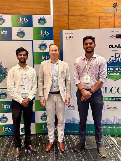 Our team with the Austrian Trade Commissioner, Hans-Jörg Hörtnagl, at the Urban Innovation Summit. Events like these allow us to connect with global leaders in sustainability and smart city development.