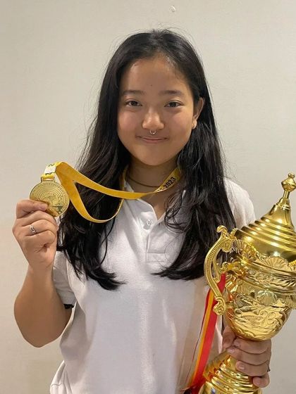 We celebrate Khiwama's Gold medal win at the ICSE regional states in Rajasthan. Training at our academy, she scored an impressive 390/400 in the 10M Air Rifle women U19 event.