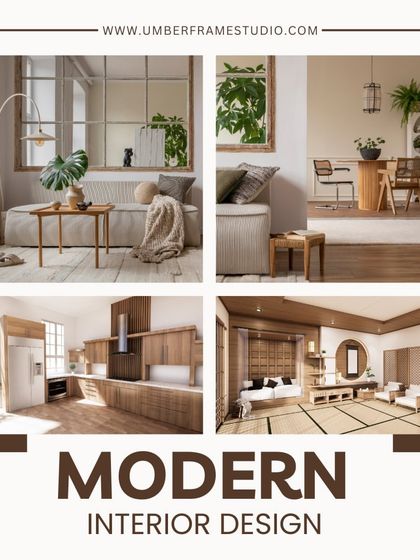 A mood board of modern interior design styles we love, from Japandi and minimalist to warm and organic.