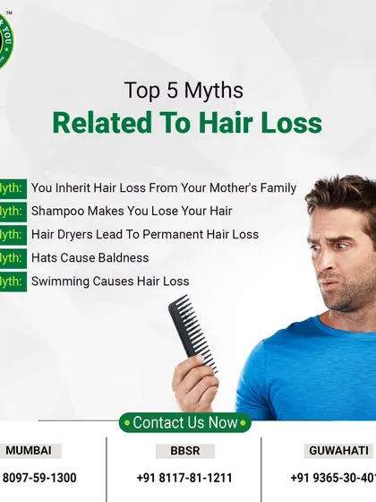 This graphic debunks the top five myths related to hair loss. It is important to separate fact from fiction to make informed decisions about your hair health.