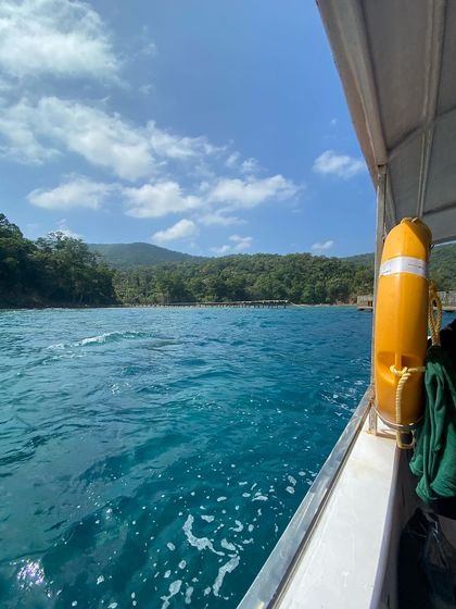 The view from the boat on our way to a dive site in the Andamans. The combination of dense rainforests and pristine blue water is what makes this destination so unique.