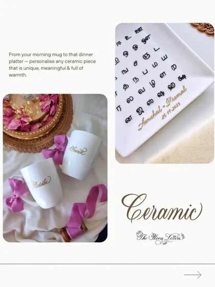 From your morning mug to a dinner platter, I can personalize any ceramic piece to make it unique, meaningful, and full of warmth. This plate features Tamil script, showing the versatility of my work.