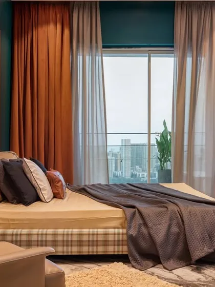 Dive into a sea of tranquility in this teal-toned haven. I used a soothing color palette and plush fabrics to create a spacious sanctuary where time slows down, allowing you to escape and rejuvenate.