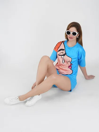 Another variation for a casual t-shirt and shorts set, showing how we provide multiple options for product pages.