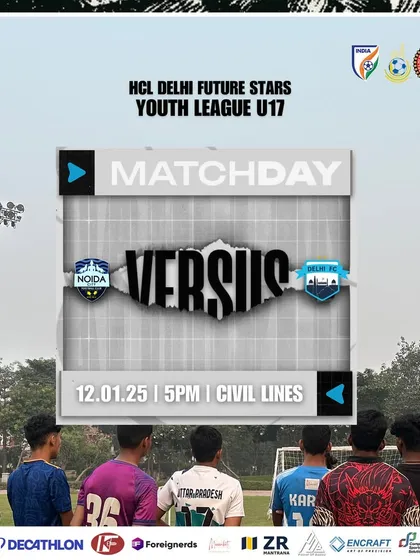 The official matchday announcement for our U17 team's opening game in the Delhi Youth League.