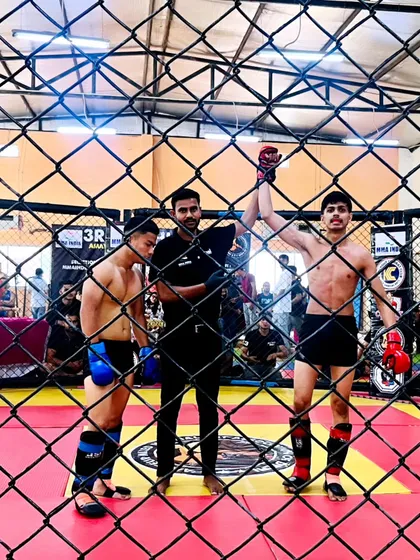 Another victory shot from the Delhi State MMA Championship.