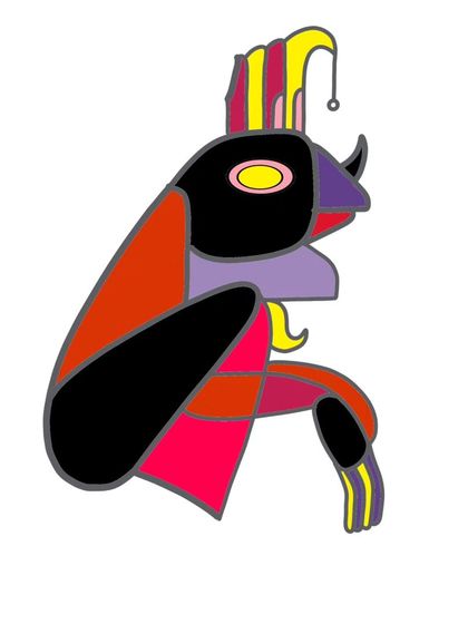 A crouching, horned character from my personal sketchbook of mythical beings.