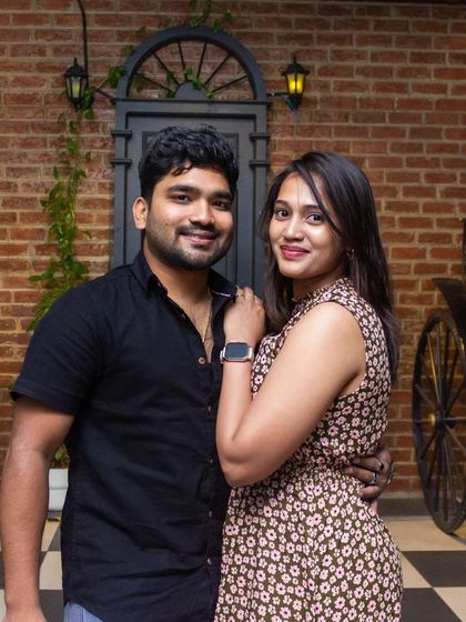 A couple enjoying a night out, with our classic carriage in the background. I love providing these unique settings for memorable moments.