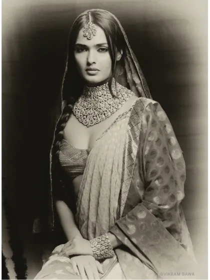 Royalty redefined with jewels from TBZ - The Original. This portrait of Vipasha Agarwal captures a classic, timeless bridal look with a focus on exquisite craftsmanship.