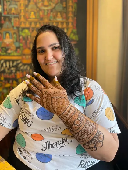 Another happy client moment. Her smile and beautiful mehendi make all the hard work worth it.