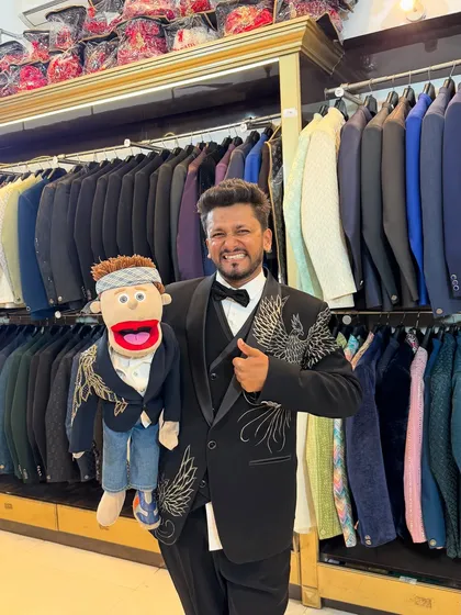 Another shot from our fitting session. We have to look sharp for our shows.