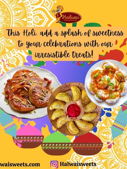 Add a splash of sweetness to your Holi with my irresistible treats, including malpua, gujiya, and dahi bhalla.