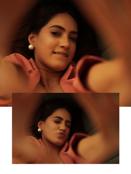 A creative diptych showing two playful expressions from the same shoot. This format is great for showing personality and is perfect for magazine-style layouts.