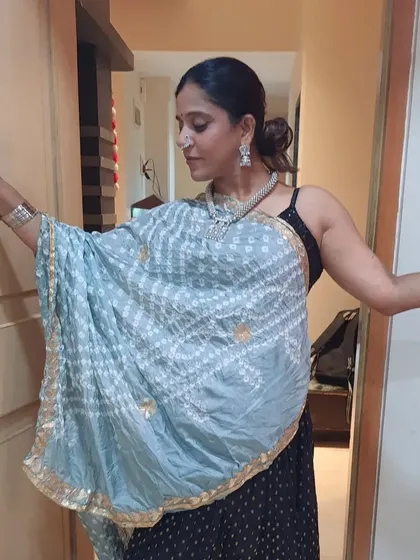 Getting ready for a night of Navratri celebrations. I love dressing up in traditional attire with beautiful silver jewelry to get into the festive spirit.