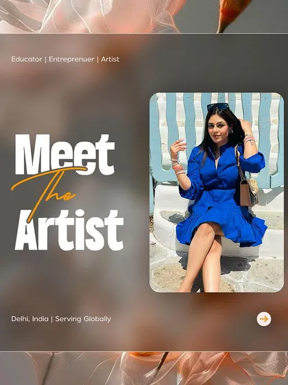A little more about me: an educator, entrepreneur, and artist, serving brides globally from my home base in Delhi.