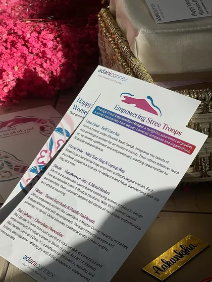 The info card included in the Women's Day hampers, explaining the story behind each product and the small businesses we collaborated with. It's all about empowering each other.