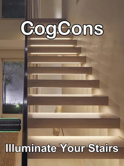 We turn functional spaces into design statements. This image showcases our motion-activated staircase lighting, which illuminates each step as you walk. This feature enhances safety and adds a dramatic, cinematic effect to your home's architecture.