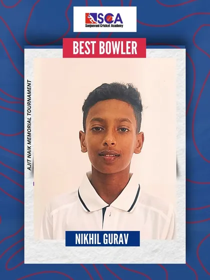 Nikhil Gurav was named the Best Bowler in the Ajit Naik Memorial U-14 tournament, showcasing his talent and control with the ball.