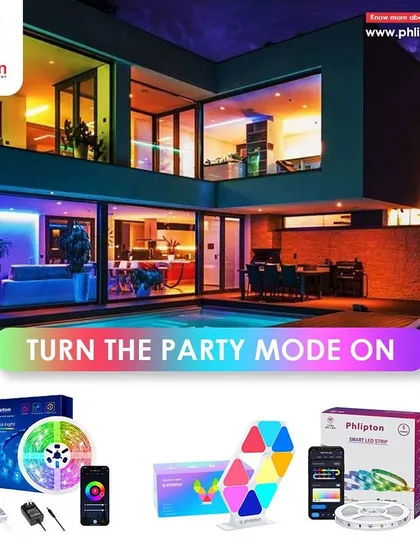Turn the party mode on with my range of smart RGB lighting products. From flexible LED strips to modular light panels, I provide everything you need to create a dynamic party atmosphere.