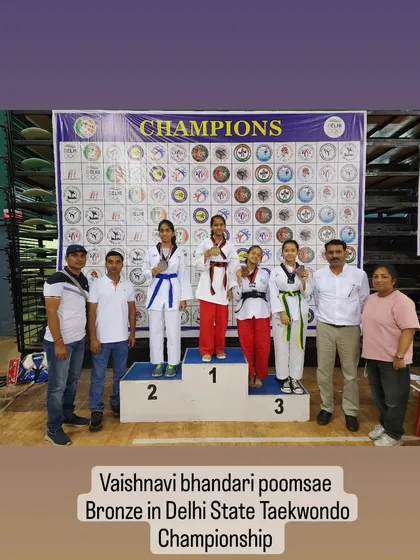 The podium represents countless hours of training. I am proud of Utkarsh Chopra for winning gold and Vaishnavi Bhandari for winning bronze at the 39th Delhi State Taekwondo Championships.