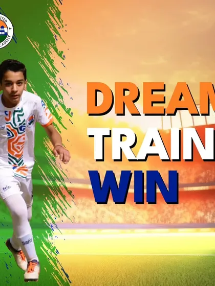 Dream, Train, Win. This is our mantra. A young player runs with determination, ready to turn his football dreams into reality.