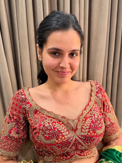 Here is my lovely bride Parul before her makeup. Her beautiful smile was the perfect starting point for her stunning phera look.