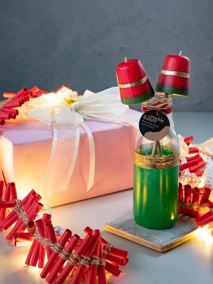 Happy Diwali! My rocket-shaped candle sticks, paired with a gift and festive 'laddi' lights, create the perfect celebratory atmosphere.