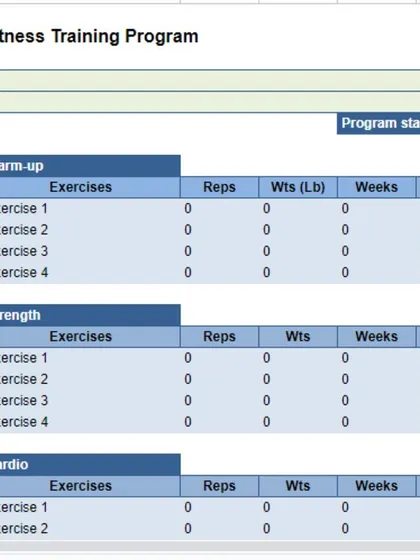 A duplicate of the blank program template, highlighting the structured format I use for all workout plans.