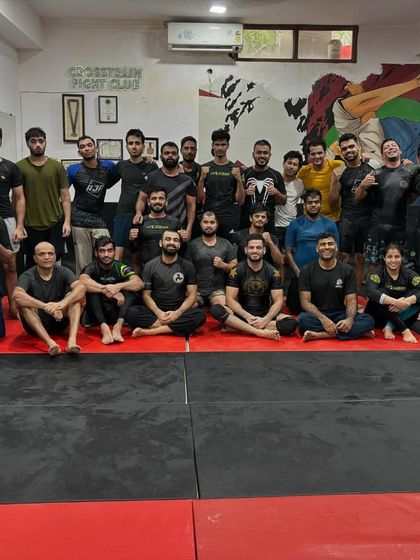 The team after a Sunday jiu jitsu session. This is our happy place, where we come to de-stress and get better.